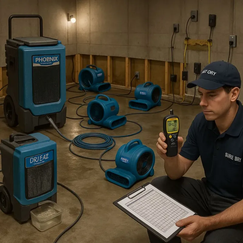 Structural Drying and Dehumidification process in Brusly, LA